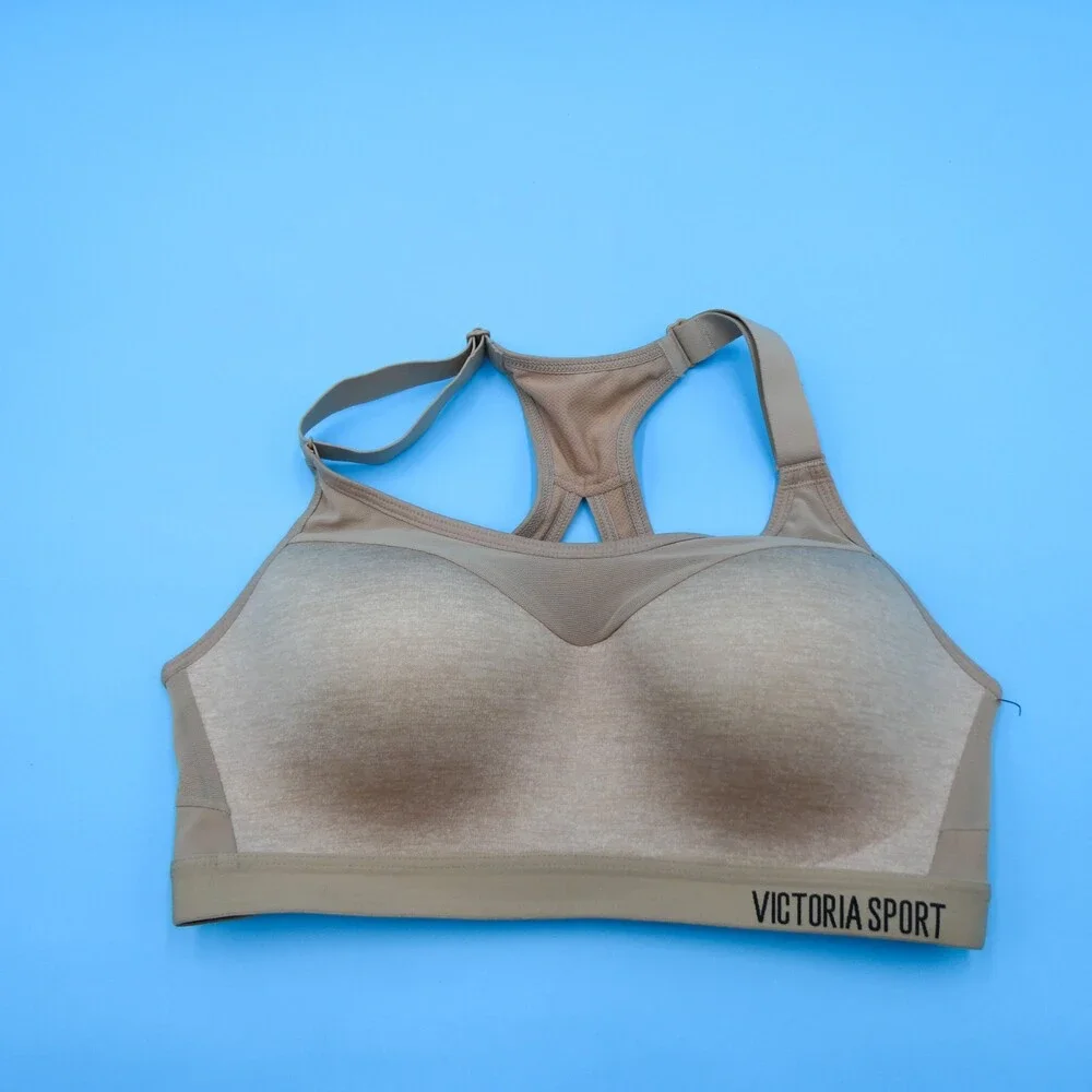 Victorias Secret Sports Bra 32D Beige Incredible Lightweight Max‎ Lined Athletic